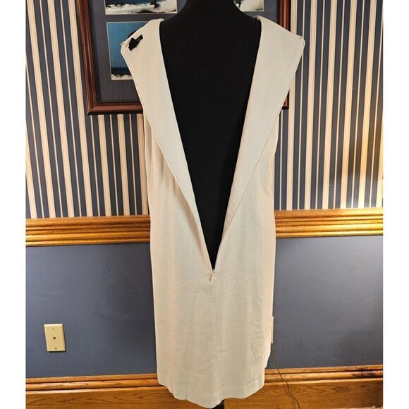 Ann Taylor White Embroidered Linen & Rayon Blend Summer Sleeveless Dress, 10 - Picture 4 of 7